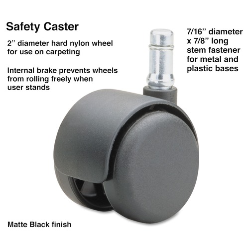 Office & Office Supplies | Master Caster 64234 2 in. Hard Nylon Wheel Safety Casters - Matte Black (5/Set) image number 0