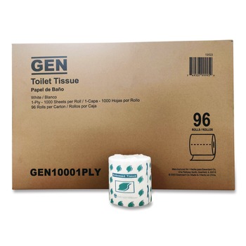 GEN 1-Ply Septic Safe Bath Tissue - White (1000 Sheets/Roll, 96 Rolls/ Carton)