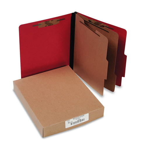 Office Jansan | ACCO A7015669 ColorLife PRESSTEX 3 in. Expansion Letter Size 6-Fastener Classification Folders - Executive Red Exterior (10/Box) image number 0