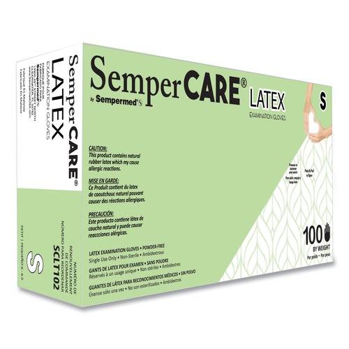 Disposable Gloves | SemperCare SCLT102 Latex Examination Gloves - Cream/Small (1000/Carton) image number 0