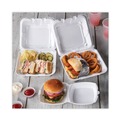 Food Trays, Containers, and Lids | Pactiv Corp. YTD188010000 8.42 in. x 8.15 x 3 in. Foam Hinged Lid Containers Dual Tab Lock - White (150/Carton) image number 5