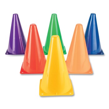 Champion Sports TC9SET 5 in. x 5 in. Base 9 in. Tall  High-Visibility Plastic Cones - Assorted Colors (6/Set)