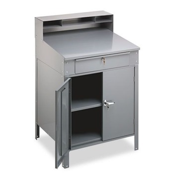 Tennsco SR-58MG Steel 34.5 in. x 29 in. x 53 in. Cabinet Shop Desk - Medium Gray