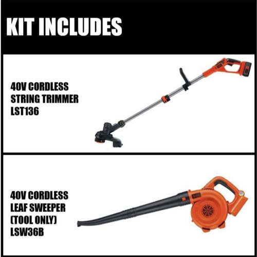 Black & Decker LCC140 40V MAX Lithium-Ion Cordless String Trimmer and  Sweeper Kit (2 Ah)