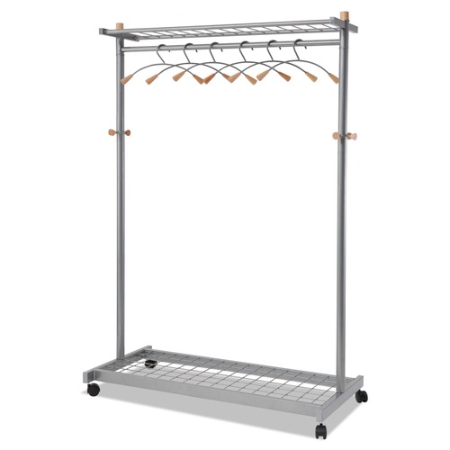  | Alba PMLUX6 44.8w x 21.67d x 70.8h 6 Hanger/6 Hook Garment Rack - Silver/Wood image number 0