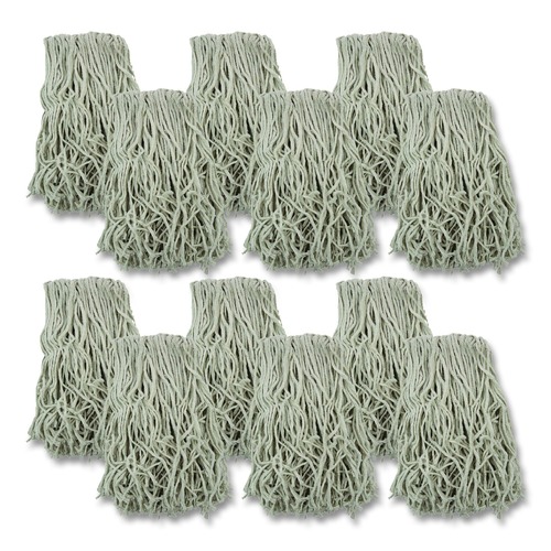 Mops | Boardwalk BWKCM20032 32 oz. 4-Ply Cut-End Cotton Mop Head - White (12/Carton) image number 0