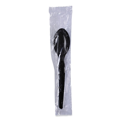 Cutlery | Boardwalk BWKTSHWPSBIW Heavyweight Wrapped Polystyrene Teaspoon Cutlery - Black (1000/Carton) image number 0