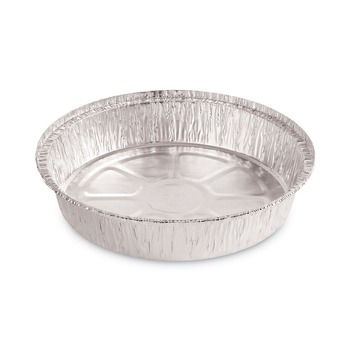 Boardwalk 48 oz. 9 in. Diameter x 1.66 in. Round Aluminum To-Go Containers - Silver (500/Carton)