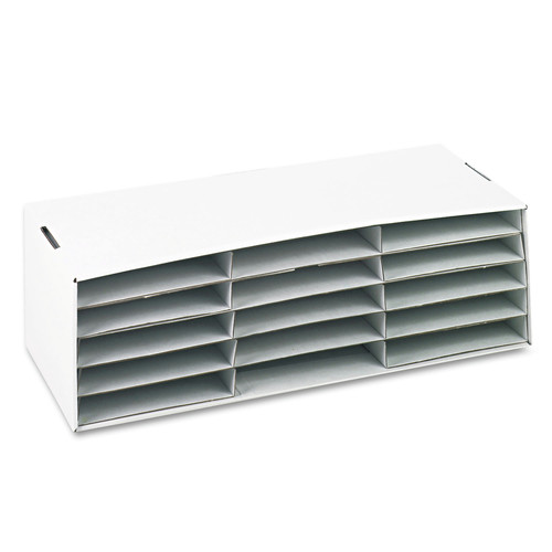 Office Jansan | Pacon P001310 29.25 x 12.88 x 9.38 Classroom Keepers 15-Compartment Letter-Size Construction Paper Sorter/Storage Box - White image number 0