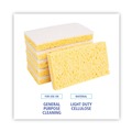 Cleaning Tools | Boardwalk 63BWK LD 3.6 in. x 6.1 in. Individually Wrapped Light Duty Scrubbing Sponge - Yellow/White (20/Carton) image number 3