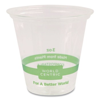 World Centric 3 oz PLA Plastic Cold Cups - Clear (2500/Carton)