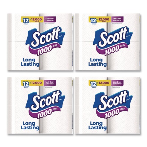 Toilet Paper | Scott 10060 1-Ply 4.1 in. x 3.7 in. Septic Safe Toilet Paper - White (48/Carton) image number 0