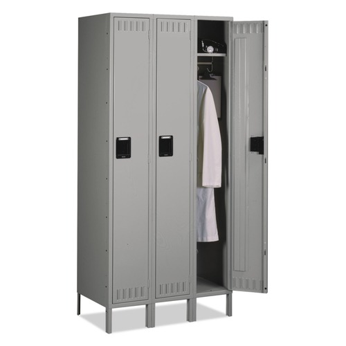 Office & Office Supplies | Tennsco STS-121872-3-MGY 36 in. x 18 in. x 78 in. Three Lockers with Hat Shelves and Coat Rods Single-Tier Locker with Legs - Medium Gray image number 0