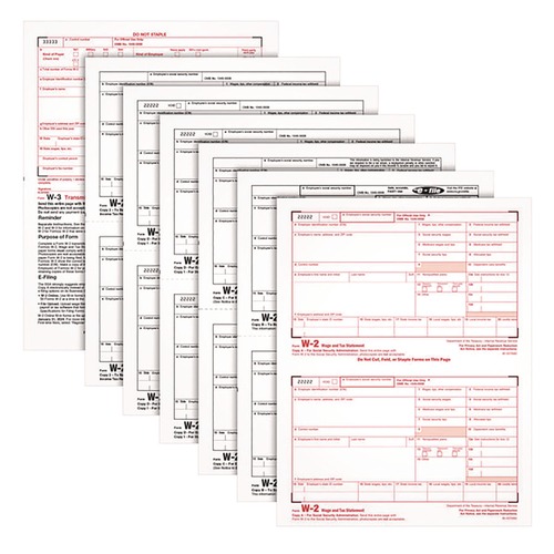 Office Jansan | Adams 22991 8.5 in. x 5.5 in. 6-Part W-2 Fiscal Year: 2024 Tax Forms with Tax Forms Helper (50/Pack) image number 0
