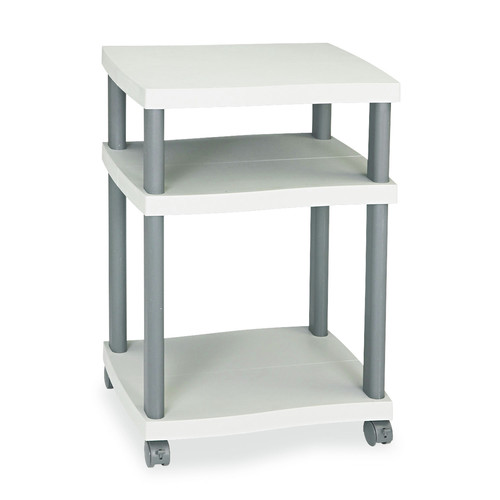 Office Desks & Workstations | Safco 1860GR 20 in. x 17.5 in. x 29.25 in. Wave Design Plastic 3-Shelf Deskside Printer Stand - White/Charcoal Gray image number 0