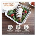 Food Trays, Containers, and Lids | World Centric TO-SC-U15B-LFP 6.5 in. x 6 in. x 3.2 in. Paper Burger Box Fiber Hinged Containers - Natural (500/Carton) image number 2