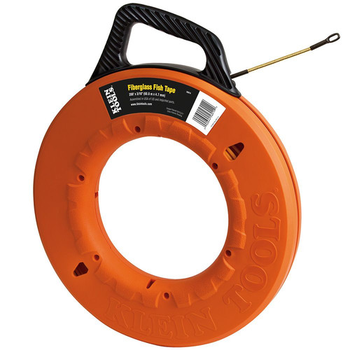 Fish Tape & Accessories | Klein Tools 56014 200 ft. Fiberglass Fish Tape with Spiral Leader image number 0
