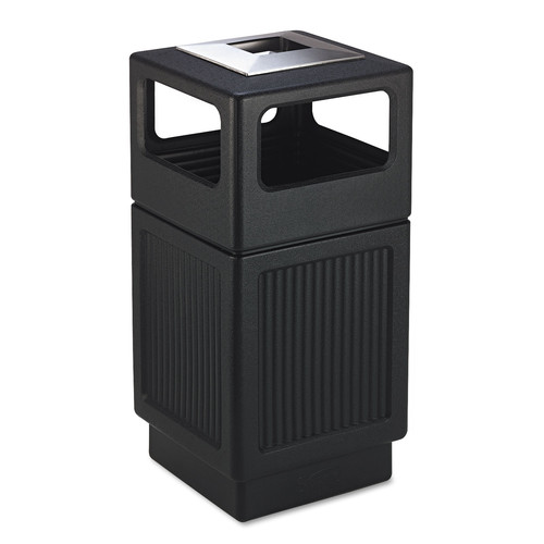Trash & Waste Bins | Safco 9477BL Canmeleon 38-Gallon Polyethylene Recessed Panel Receptacles - Black image number 0