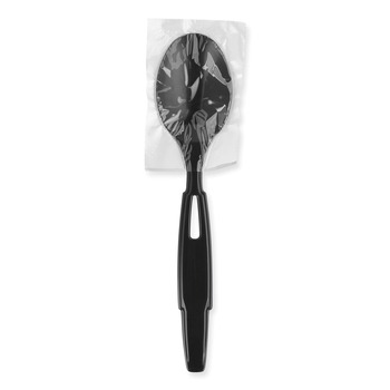 CUTLERY | Dixie SSWPT5 SmartStock Wrapped Heavy-Weight Cutlery Soup Teaspoon Refill - Black (960/Carton)
