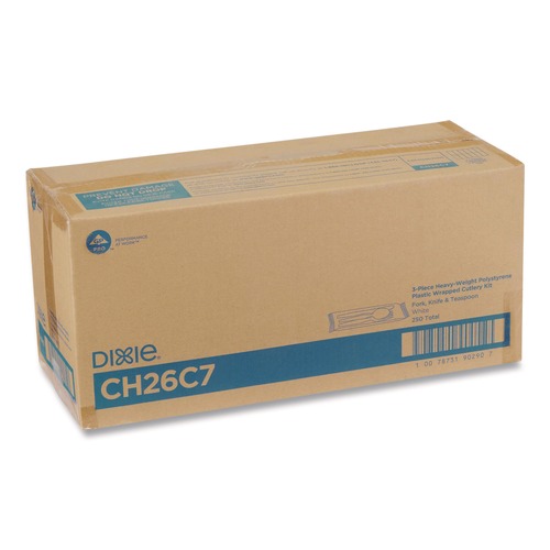 Cutlery | Dixie CH26C7 Heavyweight Polystyrene Plastic Fork/Knife/Teaspoon - White (250/Carton) image number 0