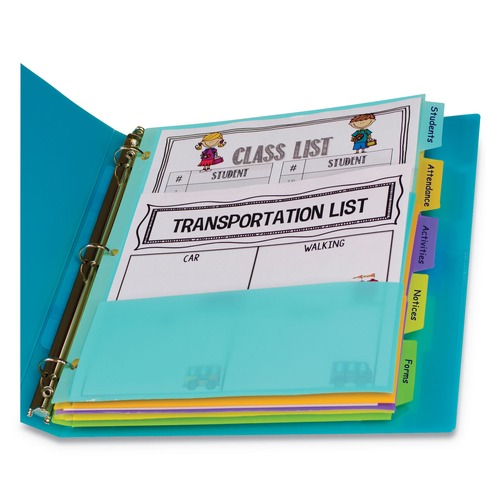 Office & Office Supplies | C-Line 07650 11.5 x 10 5-Tab Index Dividers with Multi-Pockets - Assorted (1-Set) image number 0