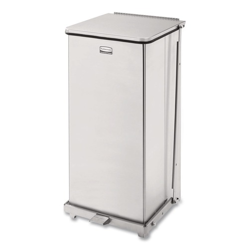 Trash & Waste Bins | Rubbermaid Commercial FGST24SSPL 13 gal. Defenders Heavy-Duty Steel Step Can - Stainless Steel image number 0