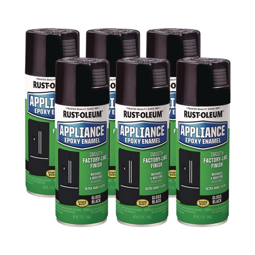Painting | Rust-Oleum 7886830 Specialty Appliance Epoxy Spray Paint, Gloss Black, 12 oz Aerosol Can, 6/Carton image number 0