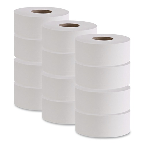 Toilet Paper | Boardwalk SOD410320 3.2 in. x 525 ft. 2 Ply Septic Safe Jumbo Roll Bathroom Tissue - White (12/Carton) image number 0