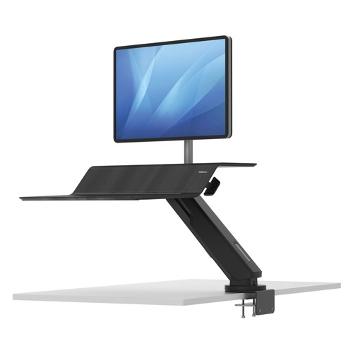 Fellowes Mfg Co. 8081501 Lotus RT 48 in. x 30 in. x 42.2 in. - 49.2 in. Sit-Stand Workstation - Black image number 0