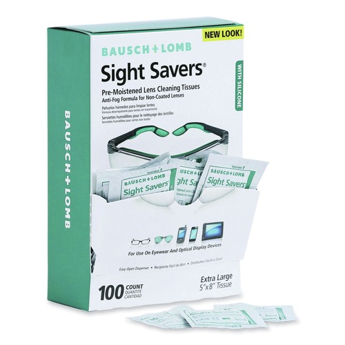 Bulk Savings Pricing 2 | Bausch & Lomb 8576 Sight Savers 8 in. x 5 in. Pre-Moistened Anti-Fog Tissues with Silicone (100/Box) image number 0