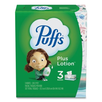 Puffs 2-Ply Plus Lotion Facial Tissue - White (3/Pack)