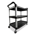  | Rubbermaid Commercial FG342488BLA 18-5/8 in. x 33-5/8 in. x 37-3/4 in. Three-Shelf Economy Plastic Cart - Black image number 2