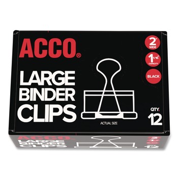 ACCO Large Binder Clips - Black/Silver (1-Dozen)