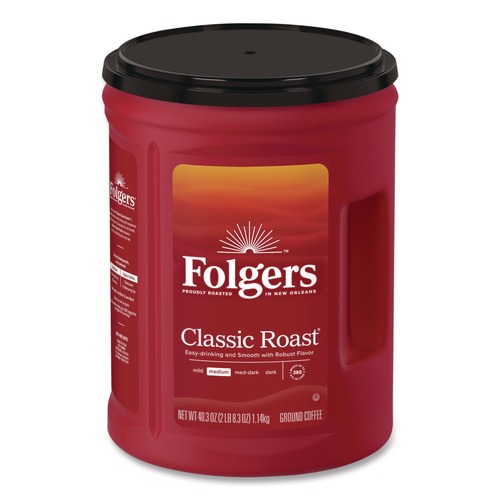 Food Service | Folgers 2550030419 40.3 oz Canister Ground Coffee - Classic Roast (6/Carton) image number 0