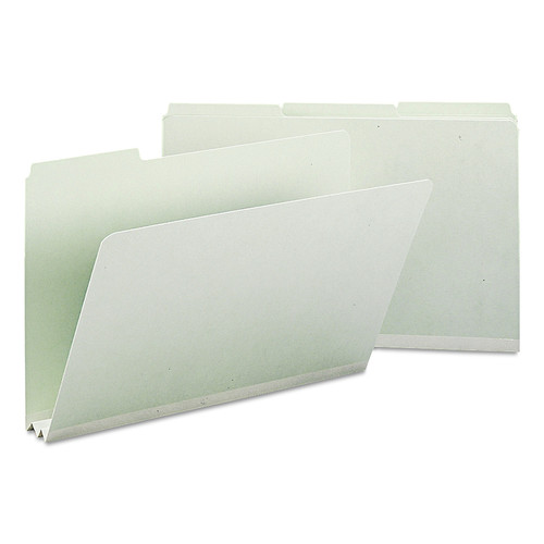 File Folders | Smead 18234 2 in. Expansion Assorted 1/3-Cut Tabs Legal Size Expanding Recycled Heavy Pressboard Folders - Gray-Green (25/Box) image number 0
