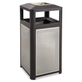Safco 38 gal. Evos Series Steel Waste Container - Black