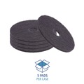 Sponges & Scrubbers | Boardwalk BWK4012BLA 12 in. Diameter Stripping Floor Pads - Black (5/Carton) image number 2