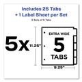 Office Jansan | Avery 11440 Index Maker 11.25 in. x 9.25 in. 5-Tab Extra Wide Tab Print and Apply Clear Label Dividers - White/White Tabs (5/Pack) image number 2