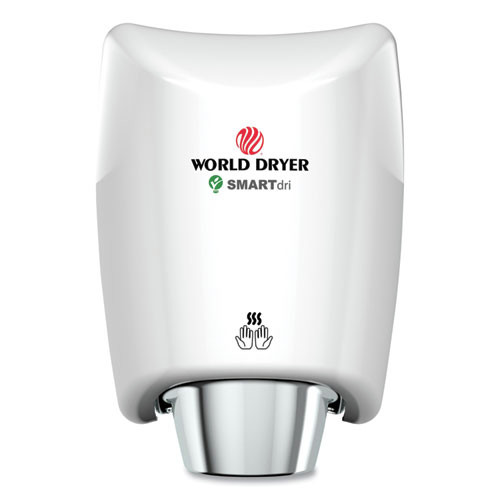 WORLD DRYER K-974A2 120V 10 Amp Compact SMARTdri Corded Hand Dryer - White/Aluminum image number 0