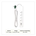 Office Electronics & Batteries | GoGreen Power GG-1462USBC 4 ft. Length Cord 450 Joules Four-Outlet Surge Protector with Three USB Ports - White image number 1