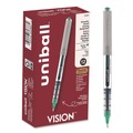Pens | uni-ball 60386 Fine 0.7 mm VISION Stick Roller Ball Pen - Green Ink, Silver/Green/Clear Barrel (1-Dozen) image number 0