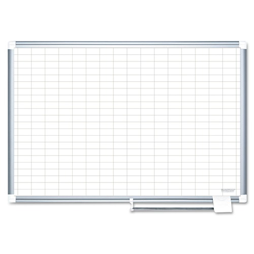White Boards | MasterVision MA0592830 48 in. x 36 in. 1 in. x 2 in. Cells Gridded Magnetic Steel Dry Erase Project Planning Board - White Surface/Satin Aluminum Frame image number 0