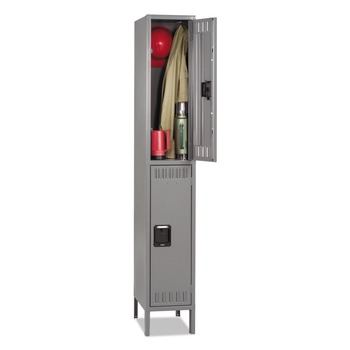Tennsco 12 in. x 18 in. x 78 in. Single Stack Double Tier Locker with Legs - Medium Gray