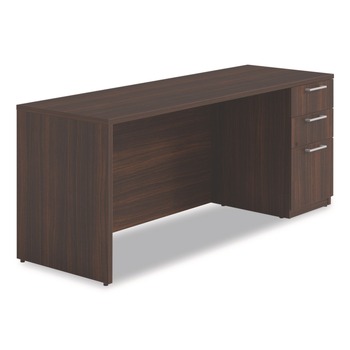 Alera 72 in. x 24 in. x 29 in. Seville Series Credenza with Right Pedestal - Mahogany