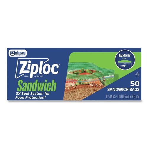 Food Service | Ziploc 383179 1.2 mil. 6.5 in. x 5.88 in. Resealable Sandwich Bags - Clear (40/Box) image number 0