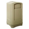 Trash Cans | Rubbermaid Commercial FG396400BEIG 50 gal. Plastic, Rectangular, Plaza Indoor/Outdoor Waste Container - Beige image number 1