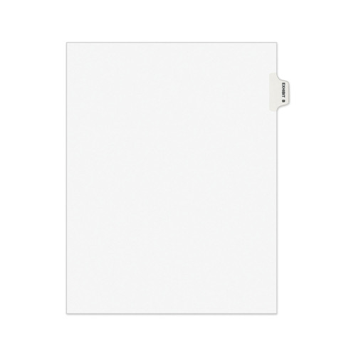  | Avery 01372 11 in. x 8.5 in. 26-Tab Exhibit B Avery-Style Preprinted Legal Side Tab Divider - White (25/Pack) image number 0