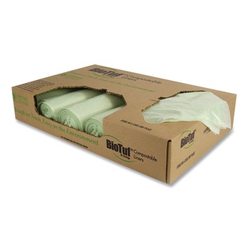 Heritage Y8046TE R01 BioTuf 45 Gallon 40 in. x 46 in. Compostable Can Liners - Green (100-Piece/Carton)