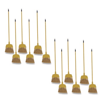 Boardwalk 53 in. Handle Poly Bristle Angler Broom - Yellow (1-Dozen)