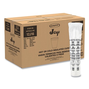 Dart 12 oz. Squat Foam Drink Cups - White (1000/Carton)